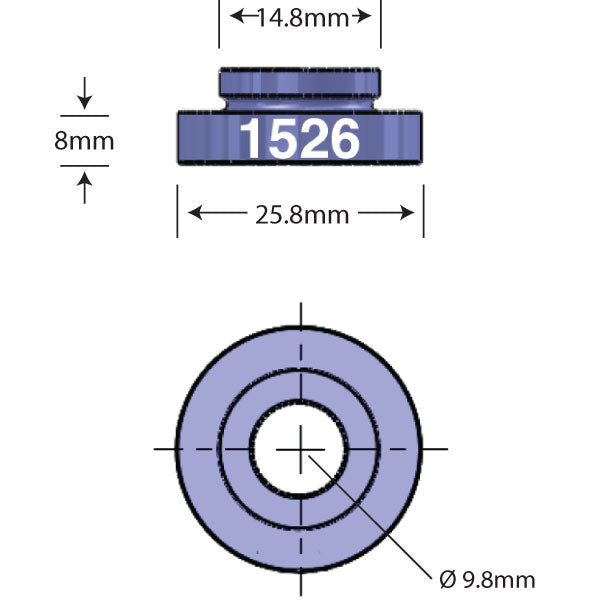 1526 Open Bore Adapter Dimensions