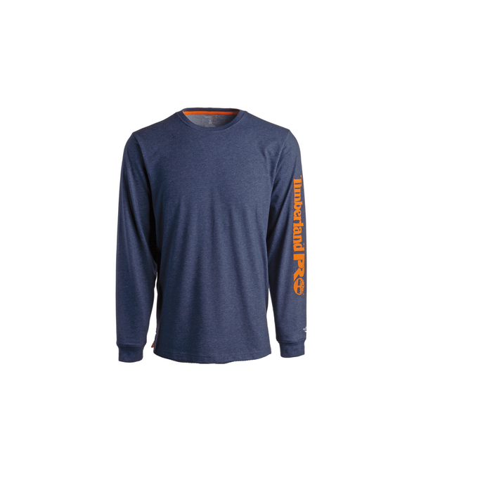 BASE PLATE BLENDED LONG SLEEVE T-SHIRT WITH LOGO - 440-Navy Heather | Timberland PRO TB0A1HRV