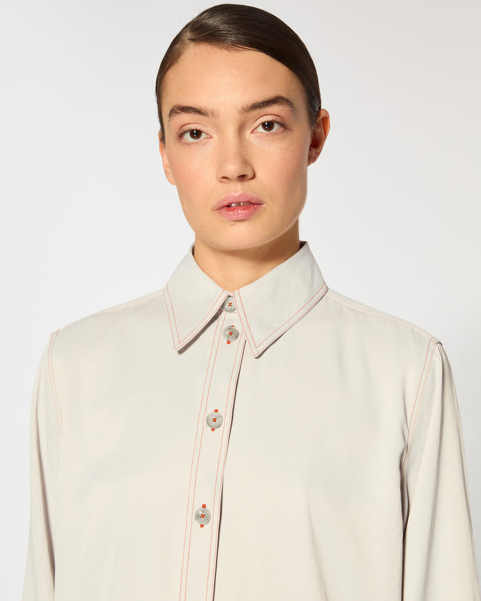 Serena Bute London | Casual Shirt | Grey | Front Detail View Model Wearing