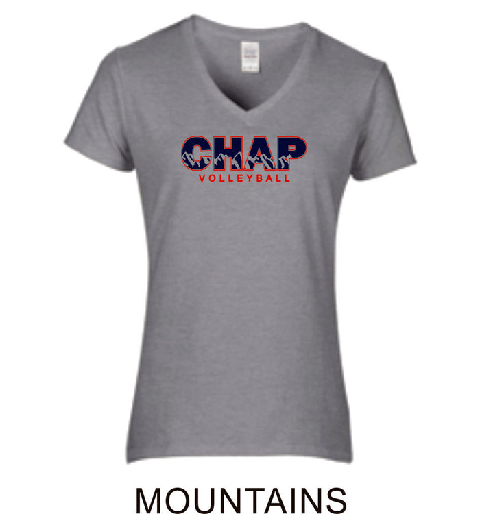 Chap Volleyball Ladies Fit Tee in 4 Designs- Matte or Glitter
