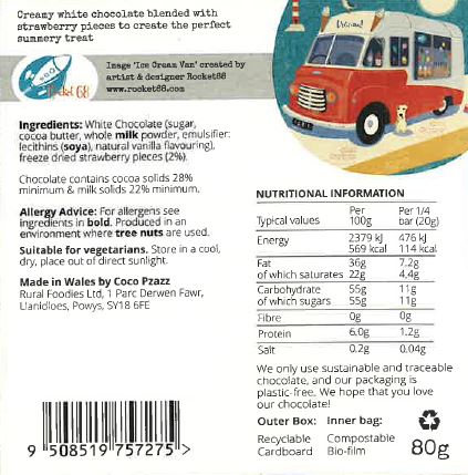 Coco Pzazz Strawberries & Creamy White Chocolate Bar - 'Ice Cream Van'