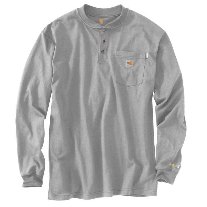 FR FORCE LONG SLEEVE COTTON HENLEY - 051-Light Gray | Carhartt 100237