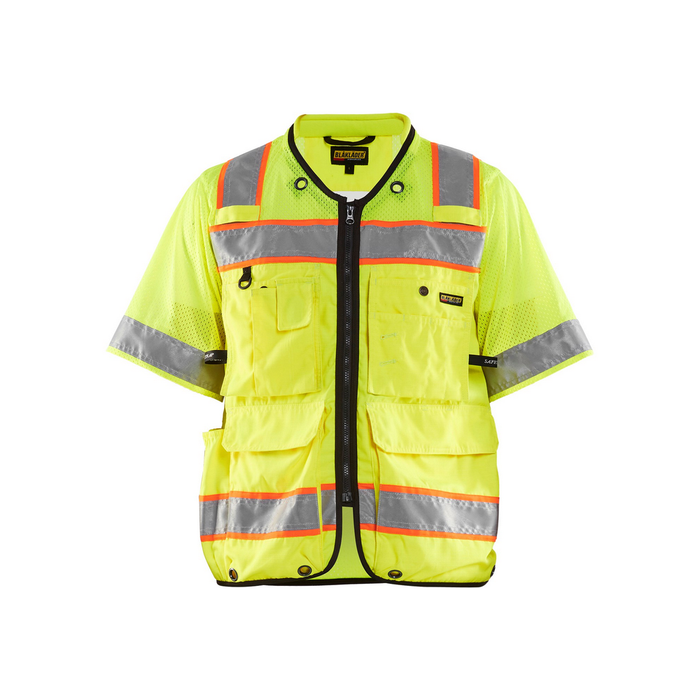 HI-VIS SLEEVED VEST - 3399-Yellow Black | Blaklader 31391831
