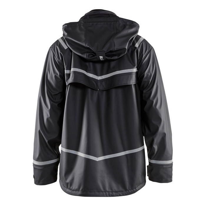 HOODED RAIN JACKET WITH REFLECTIVE DETAILS - 9900-Black | Blaklader 43172003