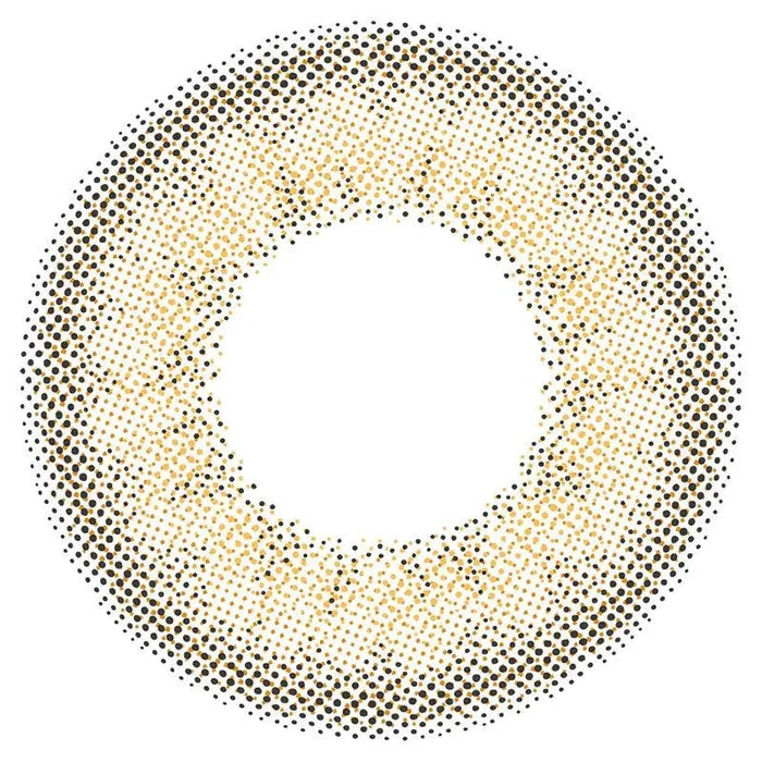 Graphic design of Lilmoon Monthly Skin Beige (Non Prescription) circle contact lens packaging with dot pattern and detailed limbal ring, designed to enlarge the eyes