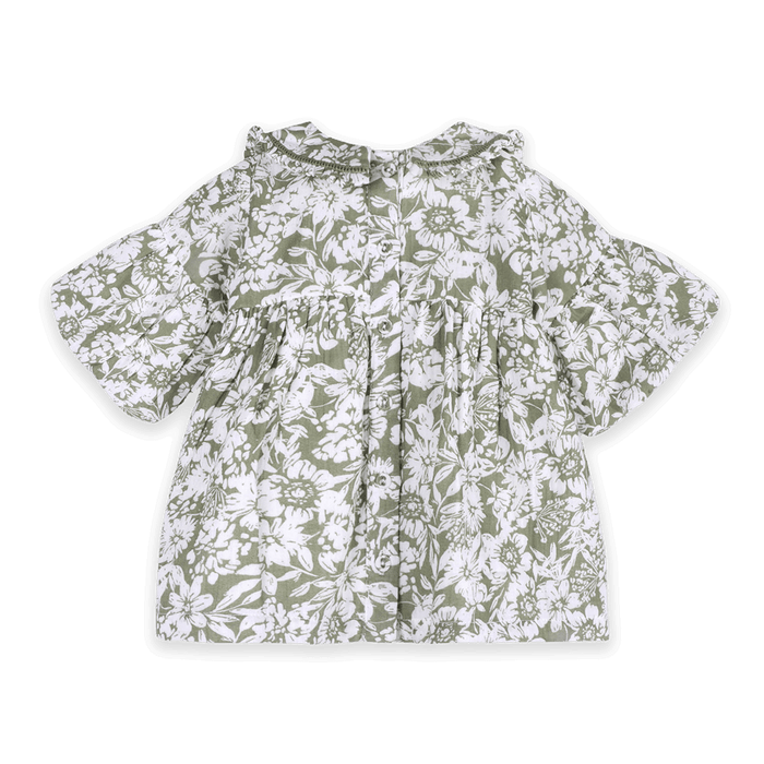Lucille Floral Baby Dress & Bloomer Set (Organic Muslin) - Back