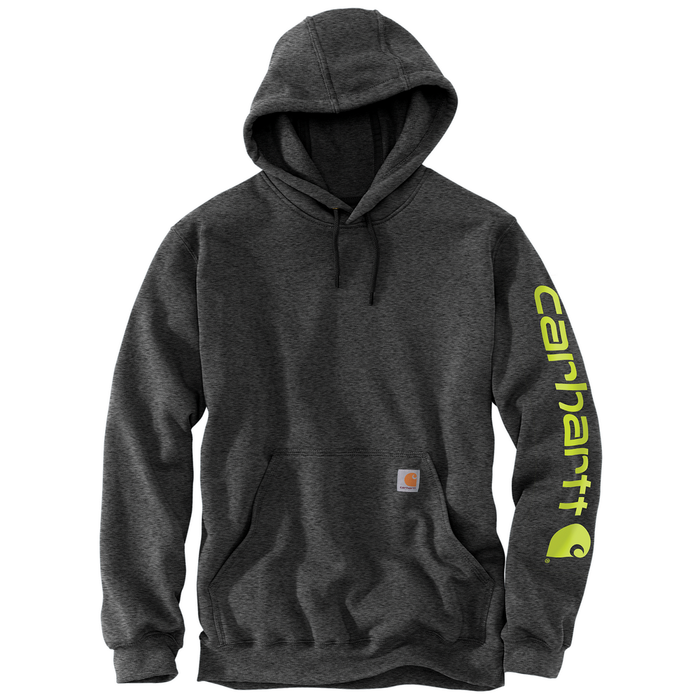 MIDWEIGHT SIGNATURE SLEEVE LOGO HOODED SWEATSHIRT - 026-Carbon Heather | Carhartt K288