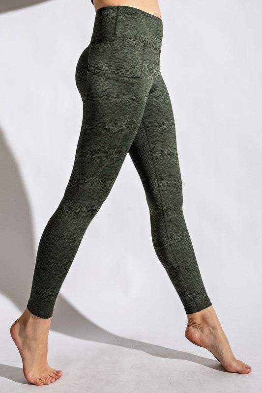 Olive Two Toned Full Length Yoga Leggings