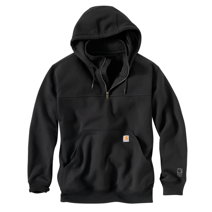 RAIN DEFENDER PAXTON HEAVYWEIGHT HOODED ZIP MOCK SWEATSHIRT - 001-Black | Carhartt 100617