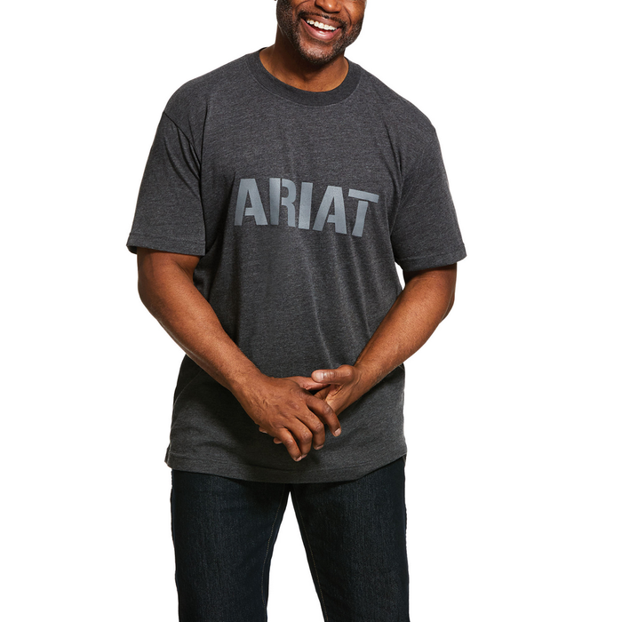 REBAR COTTON STRONG BLOCK LOGO SHORT SLEEVE SHIRT - 011-Heather Grey | Ariat 10030291