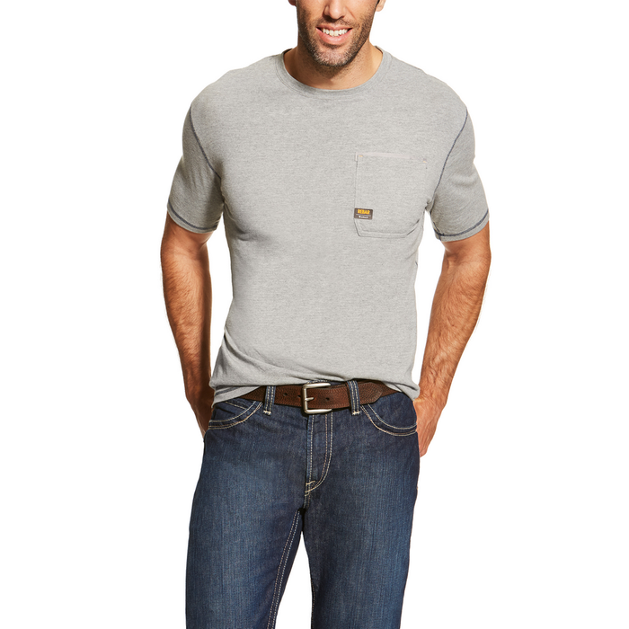 REBAR WORKMAN SHORT SLEEVE HEAVY DUTY T-SHIRT - 020-Gray | Ariat 10019131