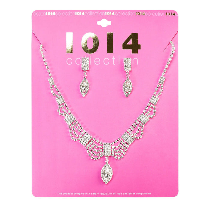 Rhinestone Necklace & Earrings Set - ikatehouse