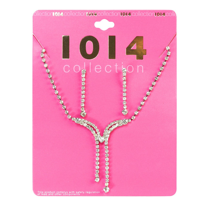 Rhinestone Necklace & Earrings Set - ikatehouse