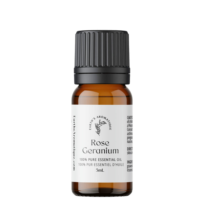 Bottle of Earth's Aromatique Rose Geranium Essential Oil 5 mL