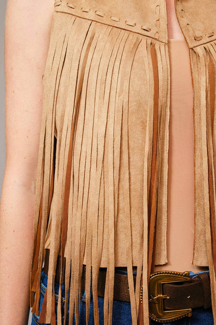 Suede Fringe Western Vest