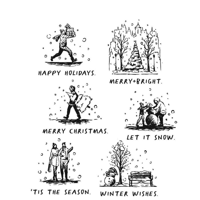 Tim Holtz - Cling Stamps 7"X8.5" - Holiday Sketchbook. These red rubber stamps come mounted on cling foam. Great for using with Tim's signature distressing techniques! This package contains an assortment of cling rubber stamps mounted on an 7x8.5 inch backing sheet. Available at Embellish Away located in Bowmanville Ontario Canada.