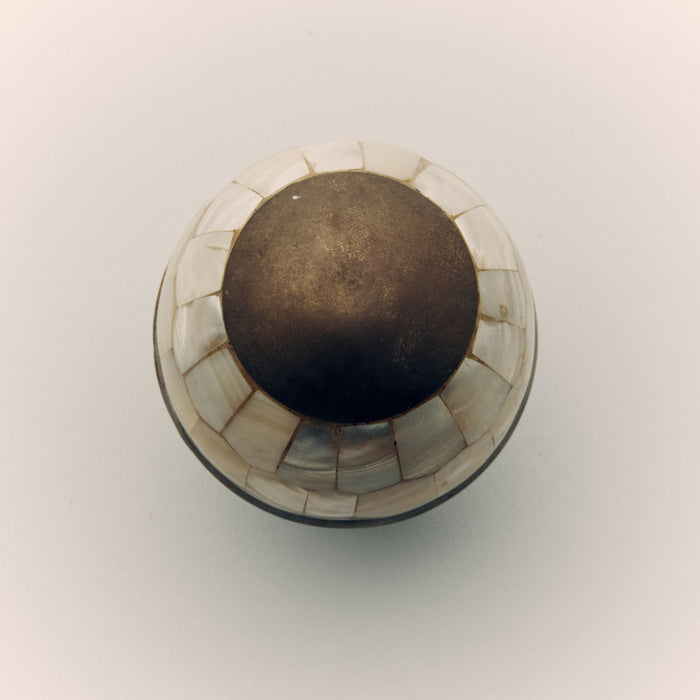 Vintage Brass Mother-of-Pearl Egg Trinket Box