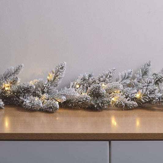 1.5m Pre Lit Snowy Christmas Garland