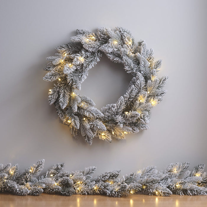 1.5m Pre Lit Snowy Christmas Garland