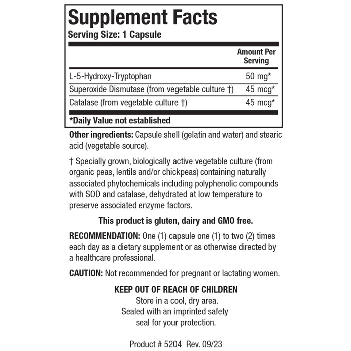 5-HTP by Biotics Research supplies 50 mg L-5-Hydroxy-Tryptophan (5-HTP) per one-capsule serving. Great for brain and mental health.