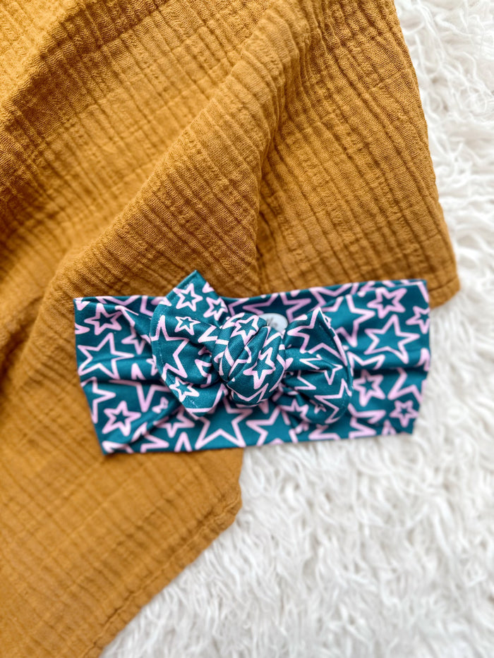 Mini Tieband - Purple Stars