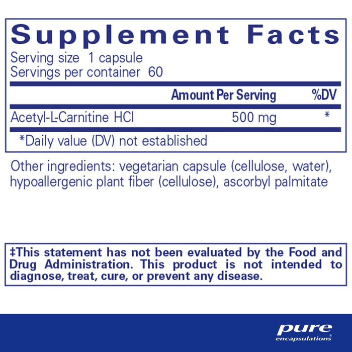 Acetyl-L-Carnitine 500 mg 60 Capsules by Pure Encapsulations