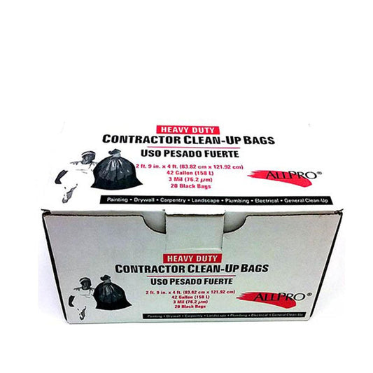 ALLPRO 3mil contractor garbage bags, available at Clement's Paint in Austin, TX.