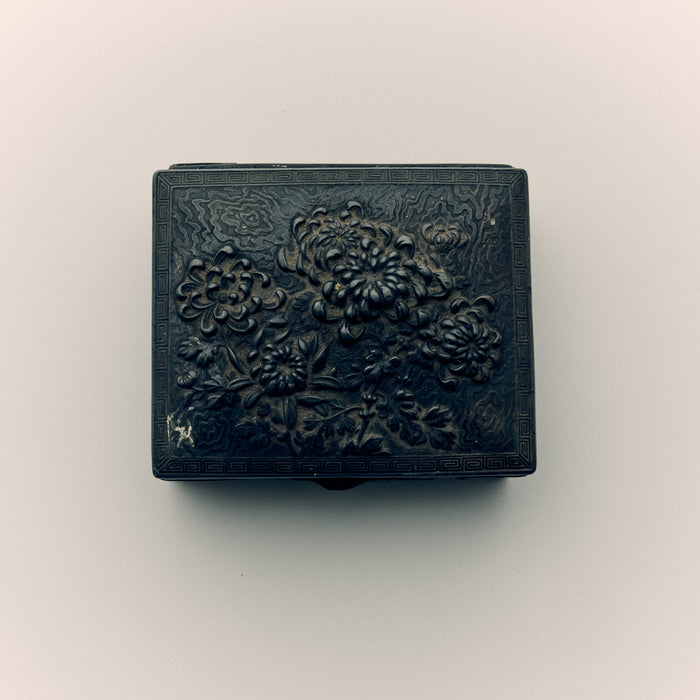 Antique Japanese Wood & Brass Jewellery Box