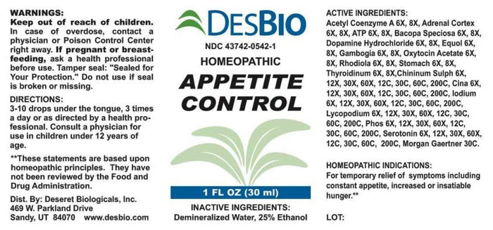 Appetite Control by DesBio, weight management, symptoms that occur with dieting, food cravings, increased appetite, feelings of hunger, emotionally driven food cravings