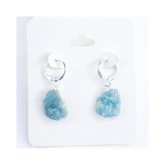 Aquamarine Raw Hoop Earrings