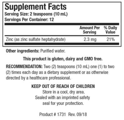 Aqueous Zinc by Biotics Research