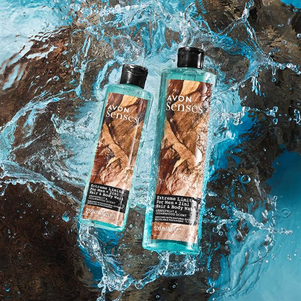 Avon Senses 2 in 1 For Extreme Limits Grapefruit & Cedarwood Hair & Body Wash - 250ml