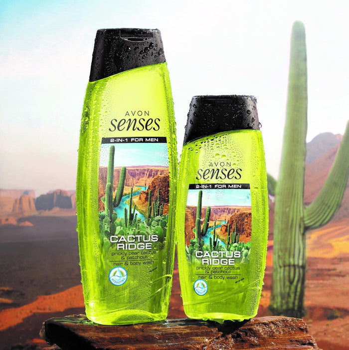 Avon Senses 2 in 1 For Men Cactus Ridge Prickly Pear Cactus & Patchouli Hair & Body Wash - 250ml