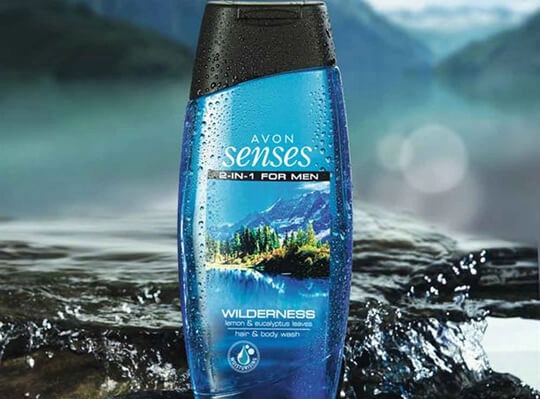 Avon Senses 2 in 1 For Men Wilderness Lemon & Eucalyptus Leaves Hair & Body Wash - 250ml