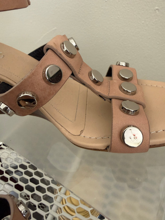 Balenciaga tan strappy sandals size 38, open-toe shoes with multiple thin straps and a stylish design.