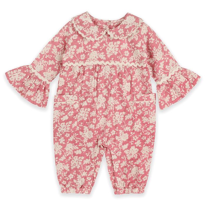 Beatrice Floral Baby Jumpsuit & Headband (Organic Cotton) - Front