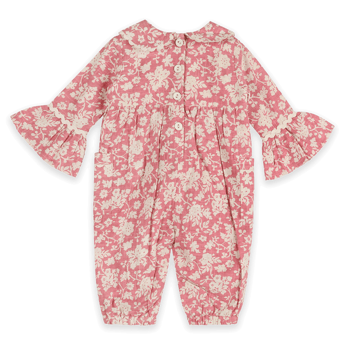 Beatrice Floral Baby Jumpsuit & Headband (Organic Cotton) - Back