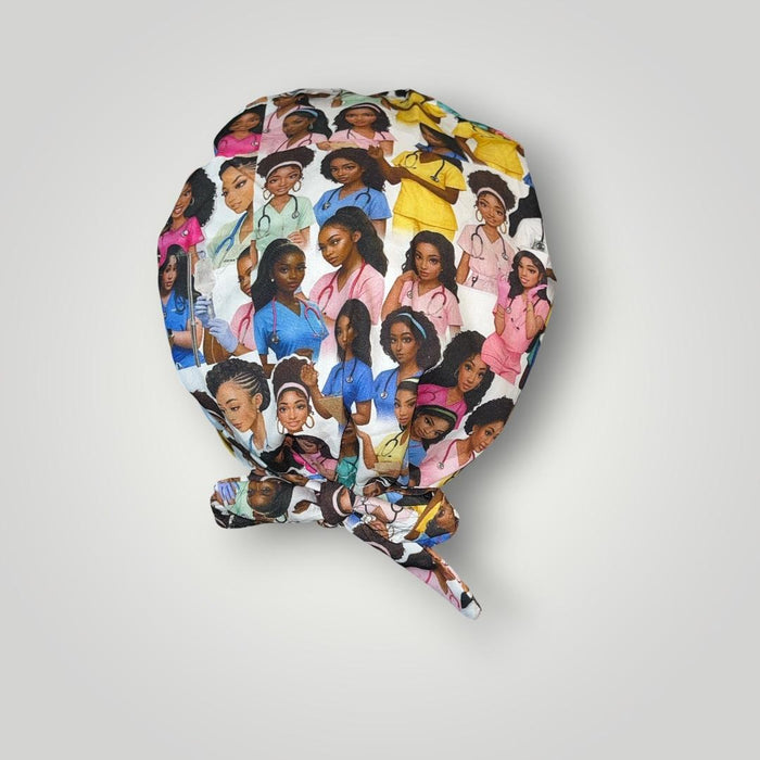 Black Girl Magic Satin - Lined Tie Back Scrub Cap - Nursecaresuites - Online Healthcare BoutiqueScrub Capblack girl magic scrub capblack healthcare professionalsblack nurse scrub cap