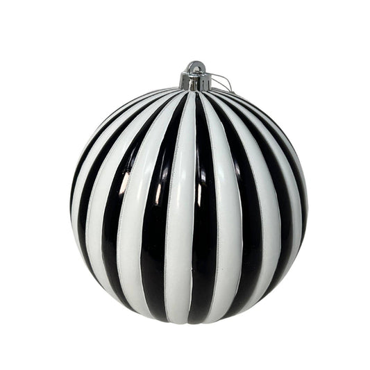 Black/White VP Vertical Striped Ball 8" Ornament