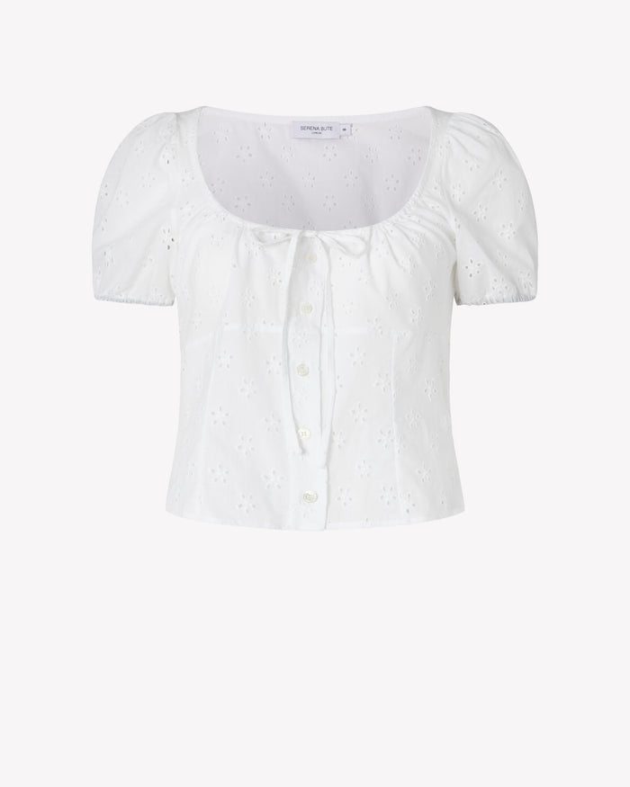 Broderie Bodice Top - White