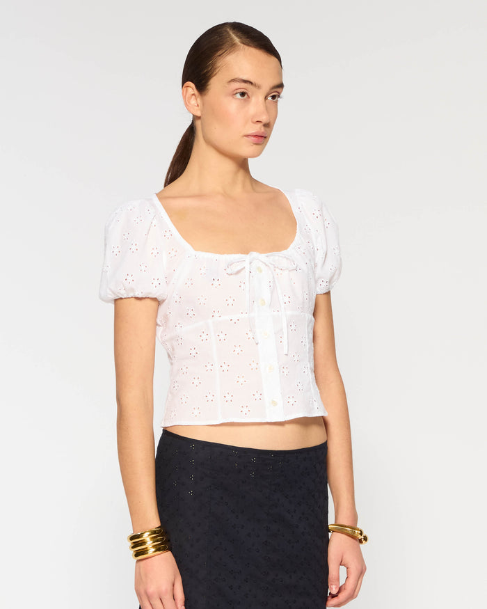 Broderie Bodice Top - White