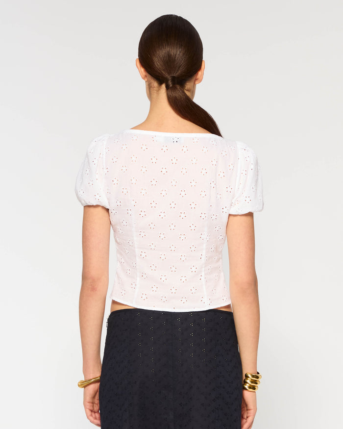 Broderie Bodice Top - White