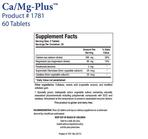 Ca/Mg-Plus (with parathyroid) by Biotics Research