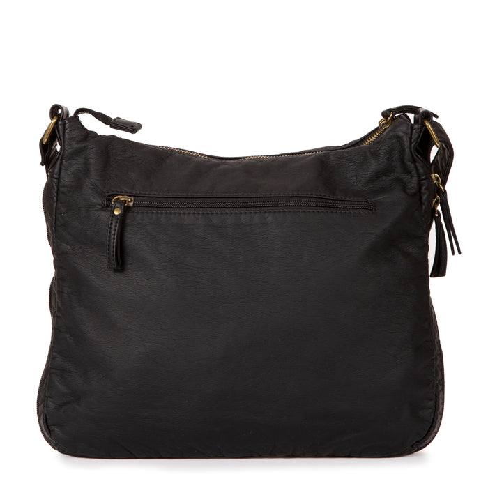 Large Faux Leather Expandable Crossbody Bag - Bentley