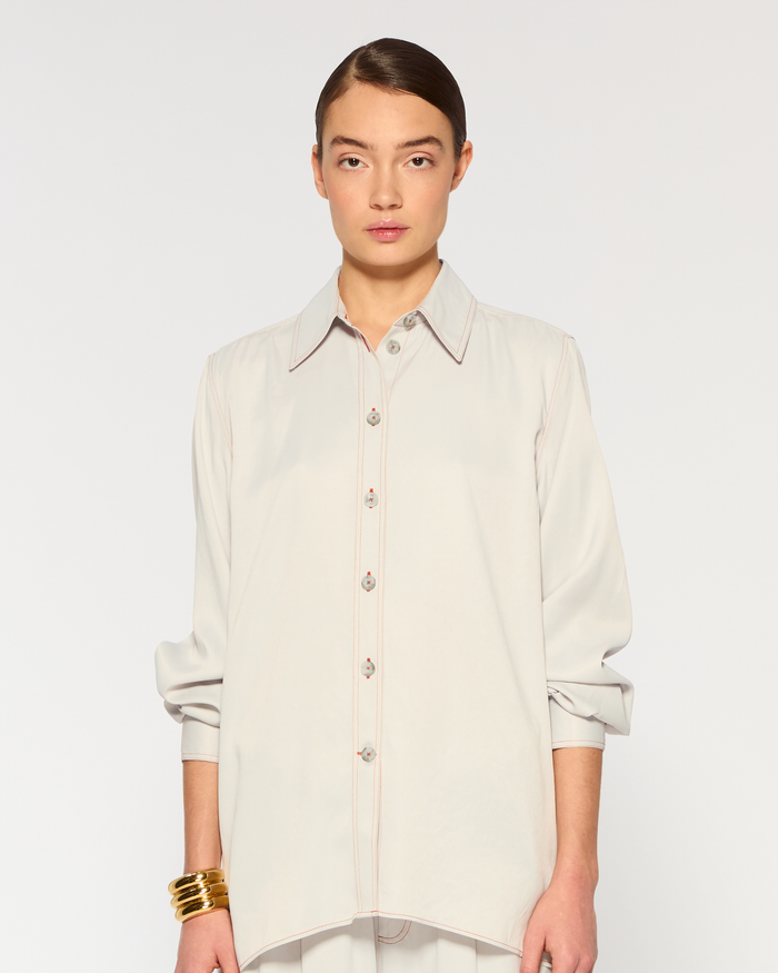 Serena Bute London | Casual Shirt | Grey | Front View Model Wearing