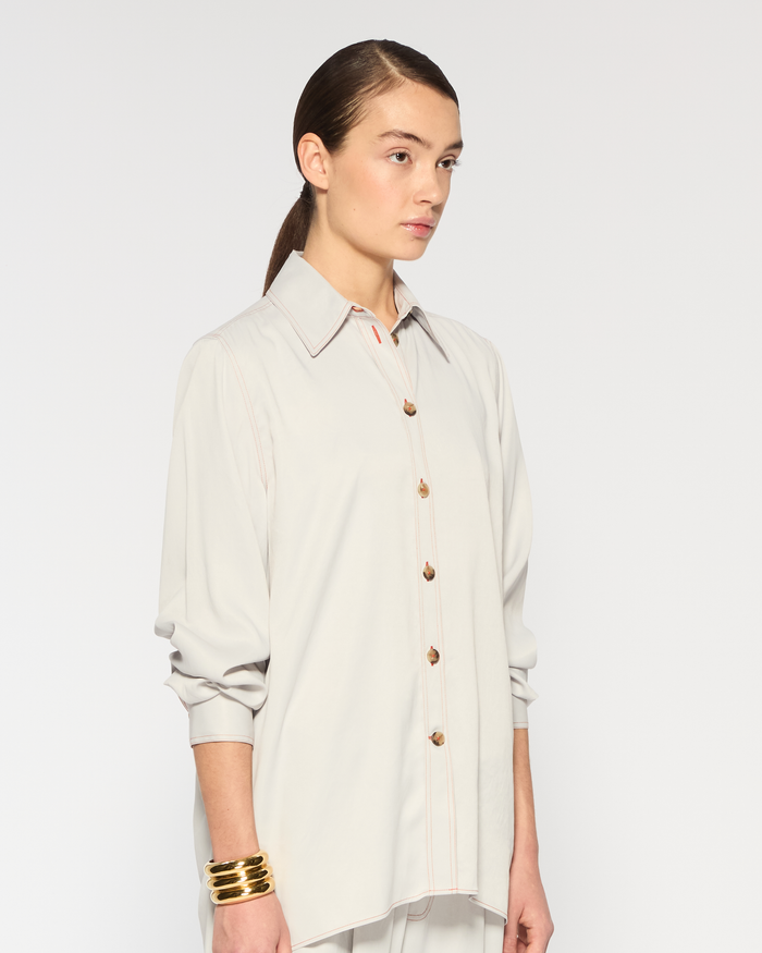 Serena Bute London | Casual Shirt | Grey | Side View Model Wearing