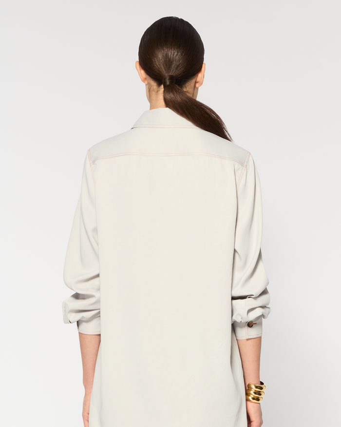 Serena Bute London | Casual Shirt | Grey | Back View Model Wearing