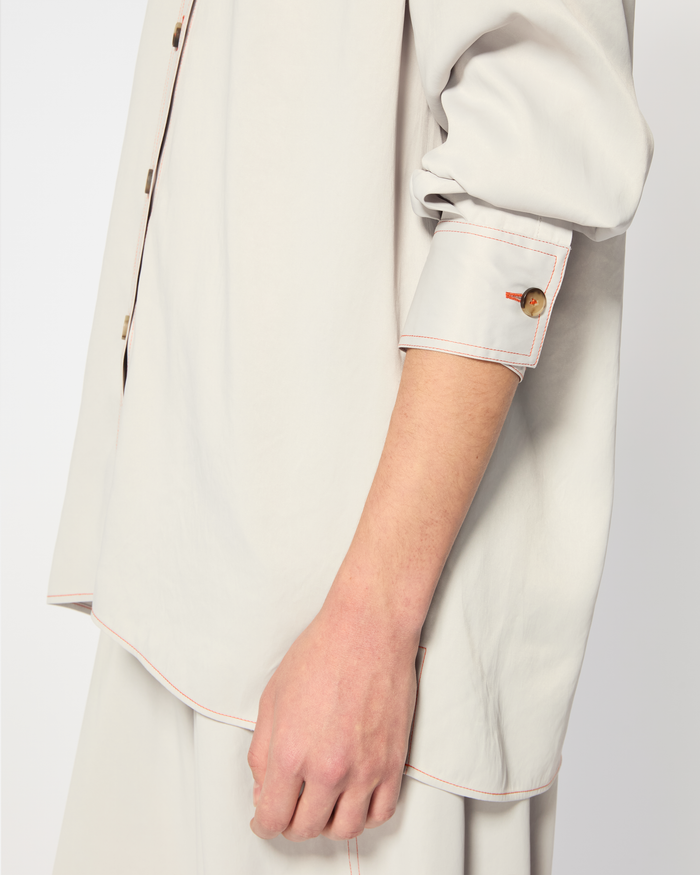 Serena Bute London | Casual Shirt | Grey | Detail View Model Wearing