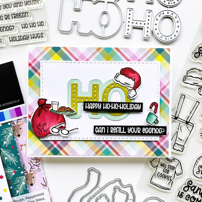 Catherine Pooler - Stamp Set - Old Saint Nick. The Old Saint Nick 6x8 Stamp Set has everything but the man himself! This fun line-art set includes all of Saint Nick's gear from his suit and boots to his long johns to keep him cozy in the North Pole! Available at Embellish Away located in Bowmanville Ontario Canada. Card example by brand ambassador.