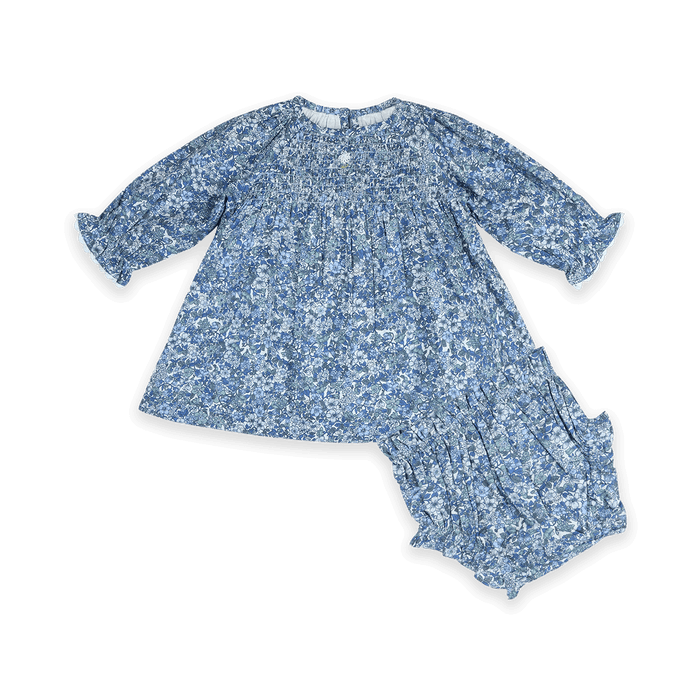 Cecilia Floral Baby Dress with Bows & Bloomer Set (Organic Cotton) - Outfit